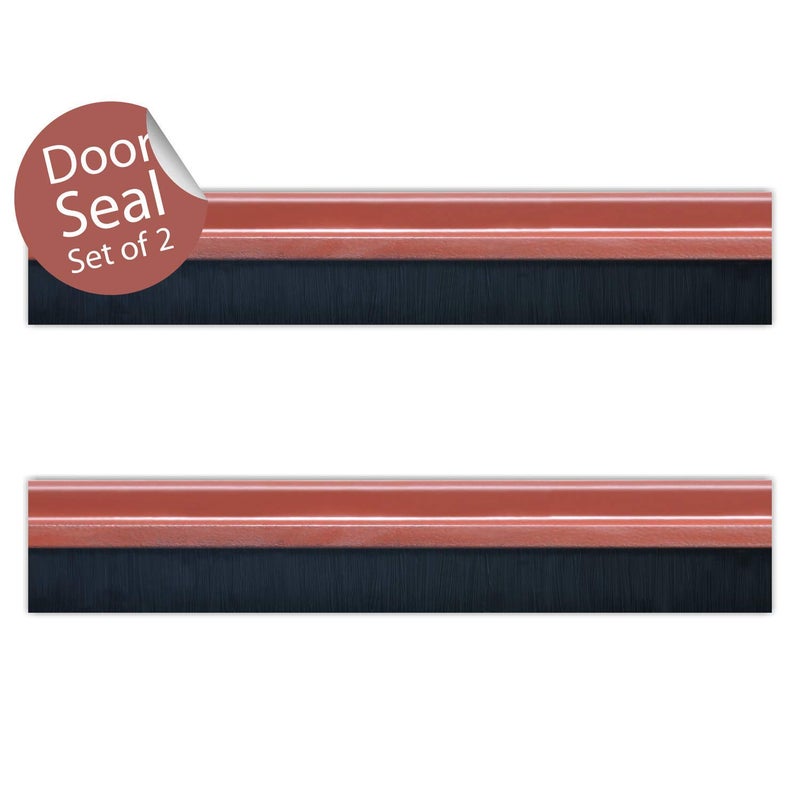 Deco Window 2 Pcs Door Seal (1.5" Width X 36.5" Length) Gate Bottom Sealing Strip Draft Stopper with Aluminium Plate & Nylon Bristles for Weather Stripping, Air & Sound Blocking (Chocolate) - Image 2
